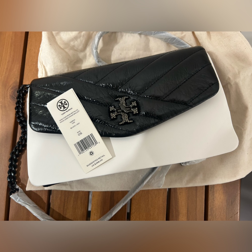 Tory Burch Crossbody - Kira Pavé Chevron Quilted Metallic Leather -NEW